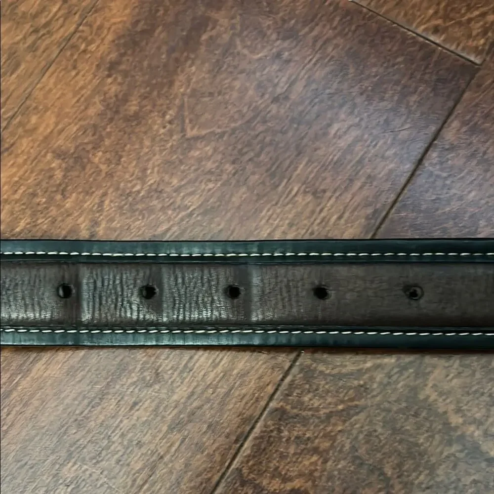 Cole Haan Men’s Two Tone Leather Belt  With Contrast Stitching, Silver Hardware